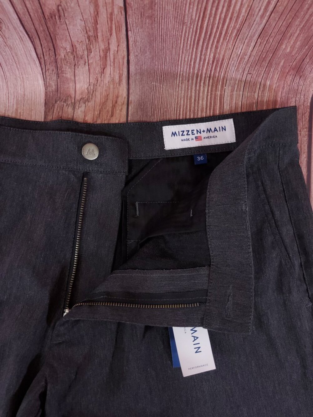 NWT Mizzen Main Performance Trousers Pants Mens 36 Gray Stretch Unhemmed - Picture 6 of 16